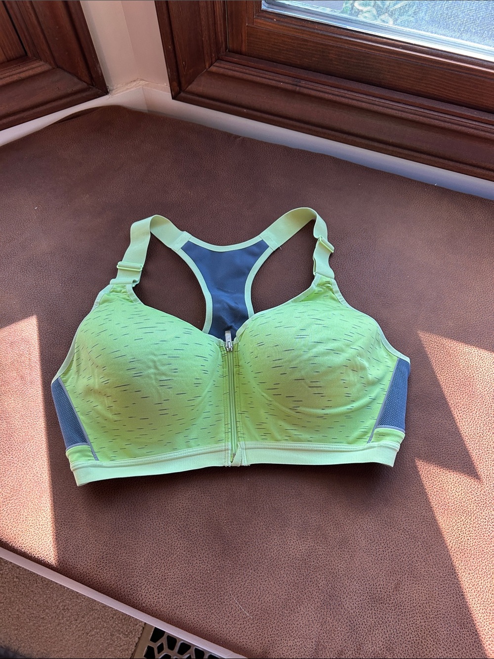 Victoria's Secret Lime Green and Dark Gray Front-Zip High Support Sports Bra